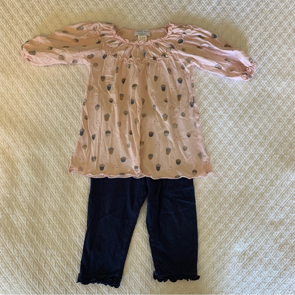 Adorable Feather Baby Matching Dress and Legging Set